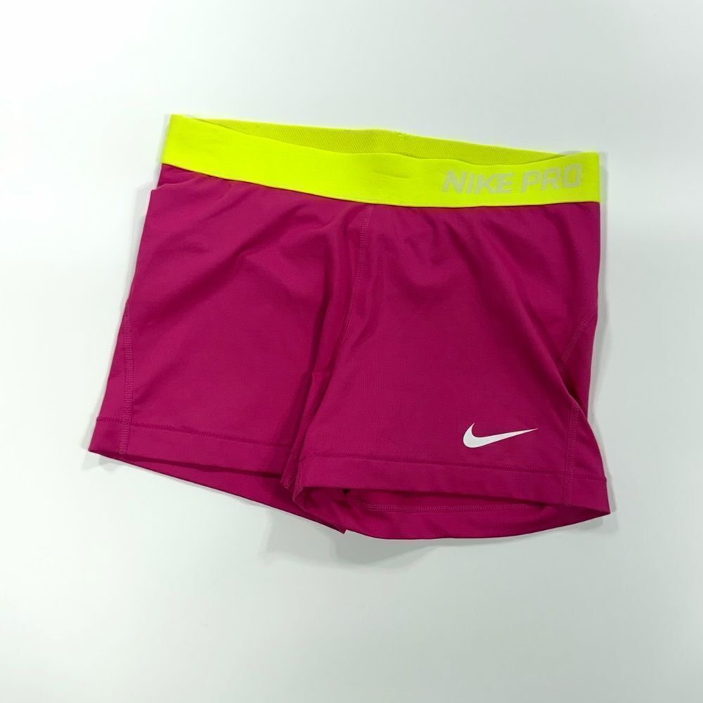 Nike Pro Kids Pink & Yellow Shorts – Size L